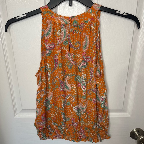 Rose & Olive Paisley Womens Blouse Small Elegant Fun Whimsical Dainty Rouched - Picture 3 of 7